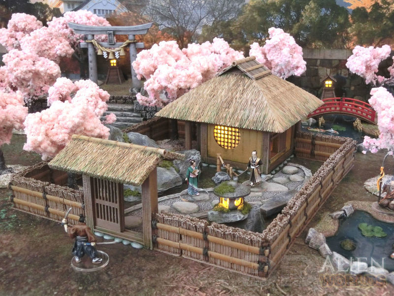 Samurai Castle Walls Corner 28mm 3D printed terrain test of honour 3DAlienworld 